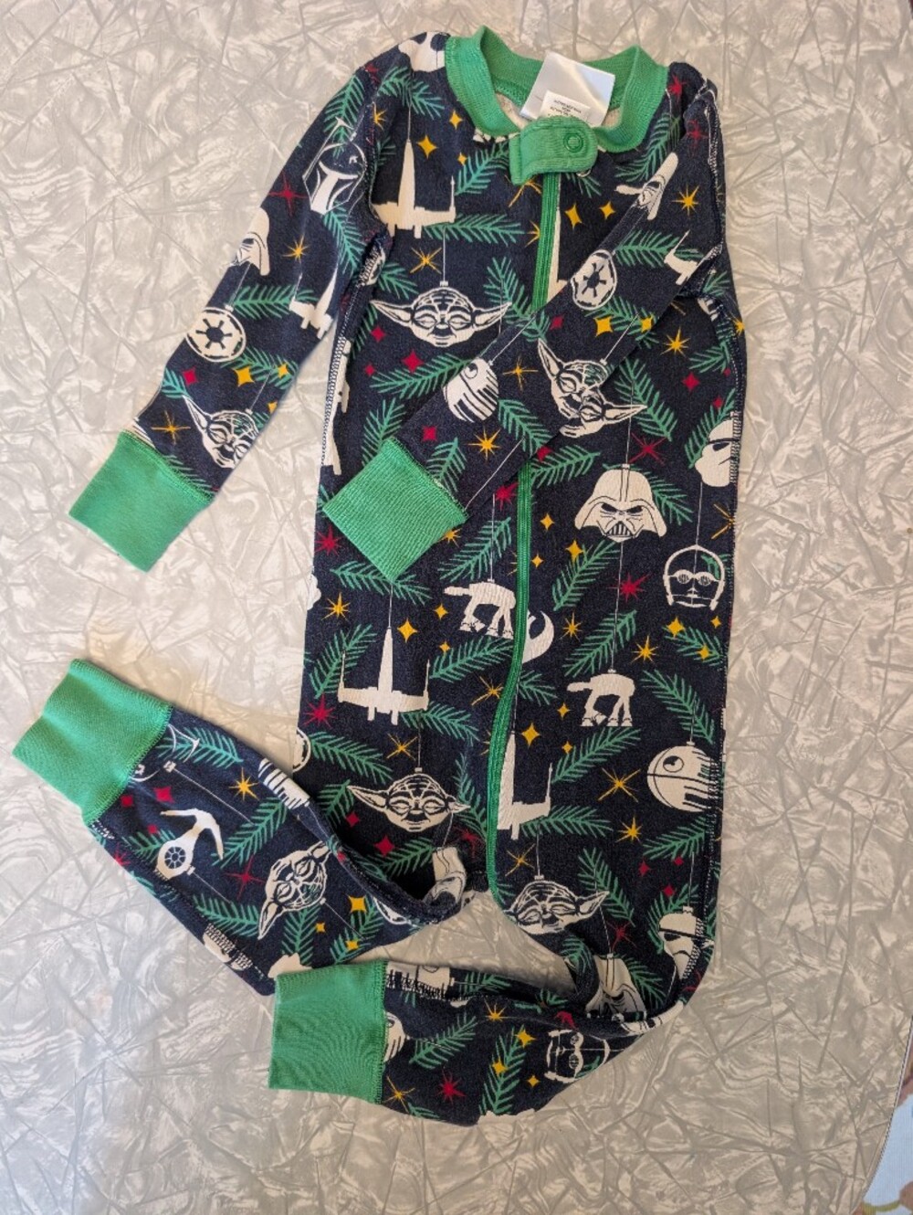Hanna Andersson Star Wars Holiday Romper - Navy & Green - 2T